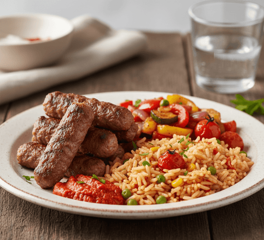 Cevapcici med balkan - grønnsaker og ris 300 g - NORMAE