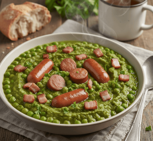 Ertegryte med pølser og spekeskinke - NORMAE