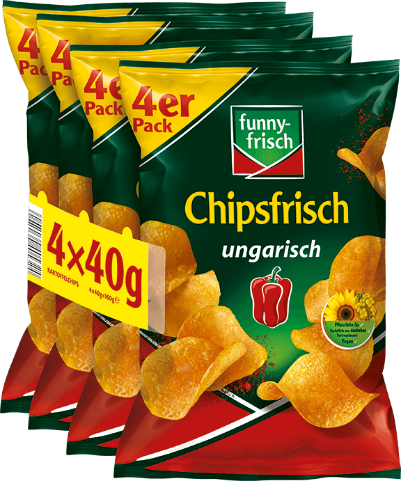 Funny-Ferske chips, ungarsk stil, 4 x 40 g - DEALS-OF-NORWAY