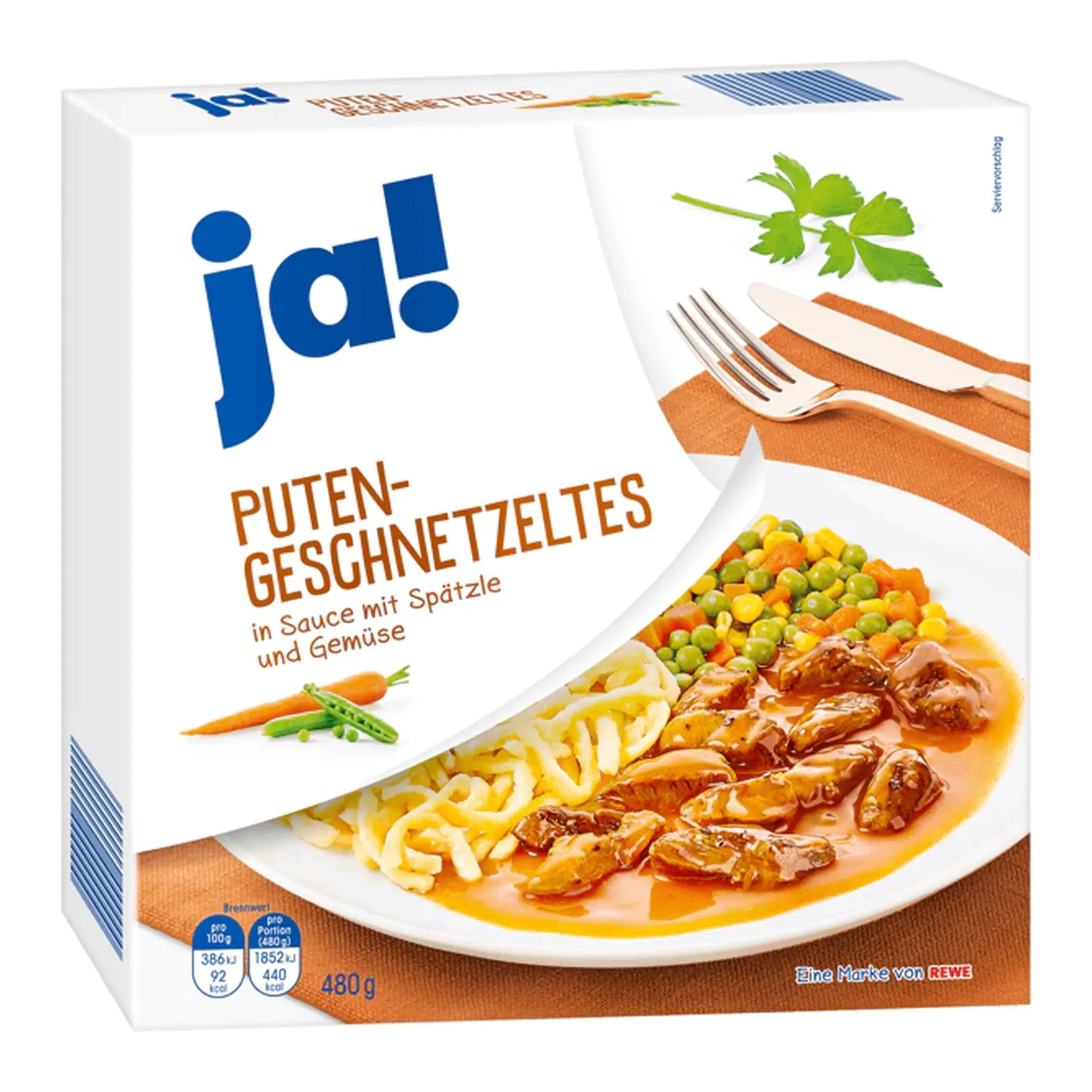Kalkunstrimler i saus med spätzle og grønnsaker, 480 g skål - DEALS-OF-NORWAY