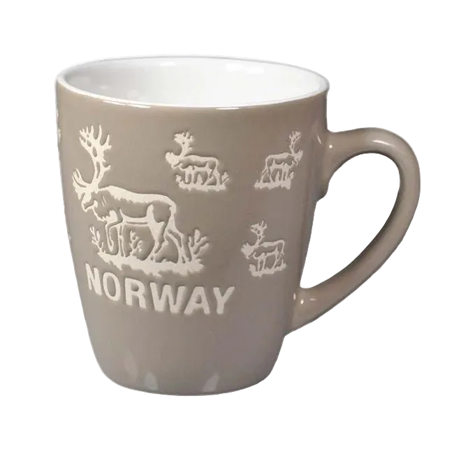 Keramikk krus, Reinsdyr, Lys Grå - DEALS - OF - NORWAY