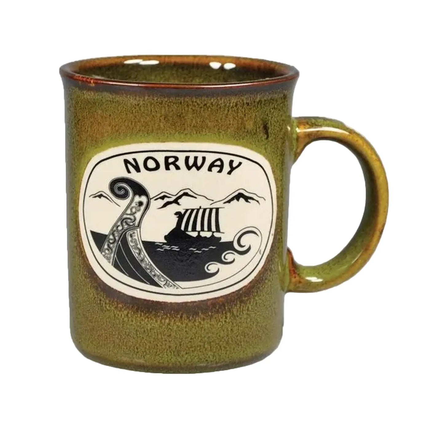 Keramisk krus vikingskip, Grønn - DEALS - OF - NORWAY