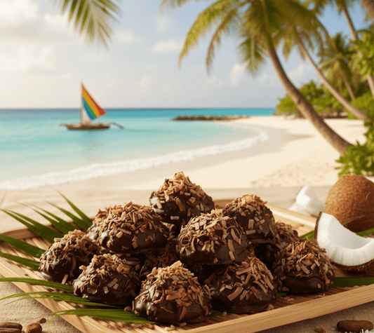 Kokosflak overtrukket med mørk sjokolade (20 %) - NORMAE