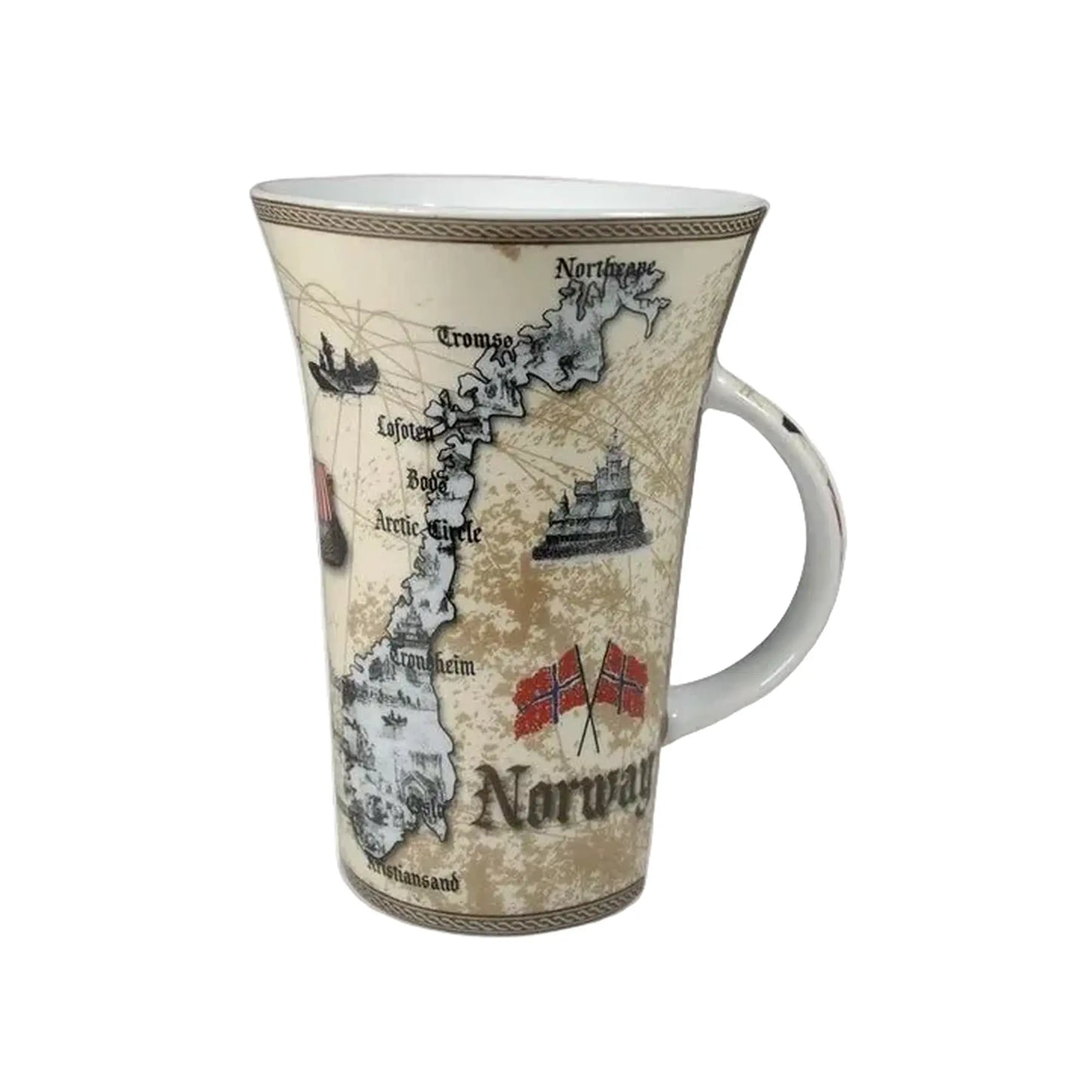 Porselenskrus, Norgeskart antikk - DEALS - OF - NORWAY