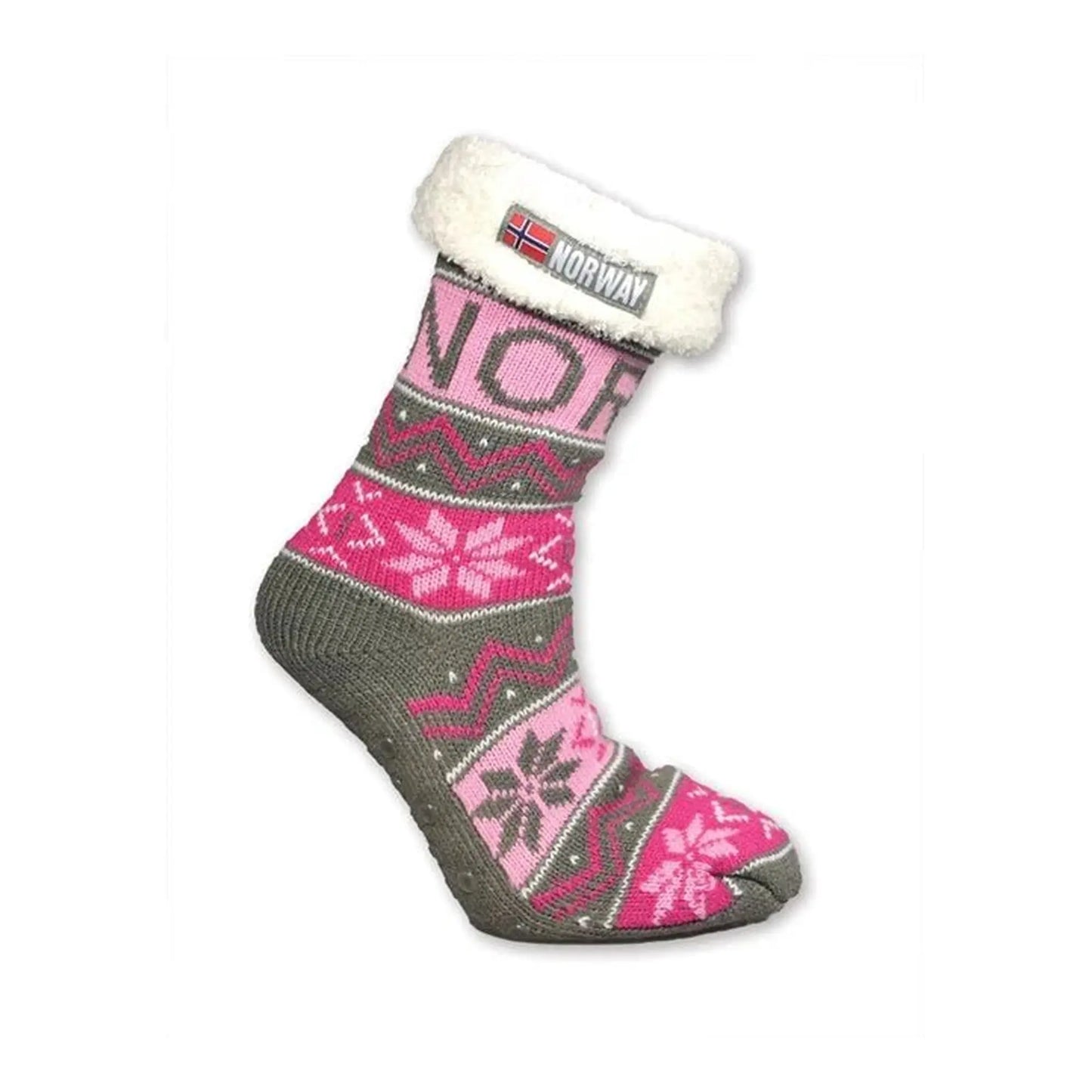 Strikket sokk m/hvitt fór, Rosa, 36 - 40 - NORMAE