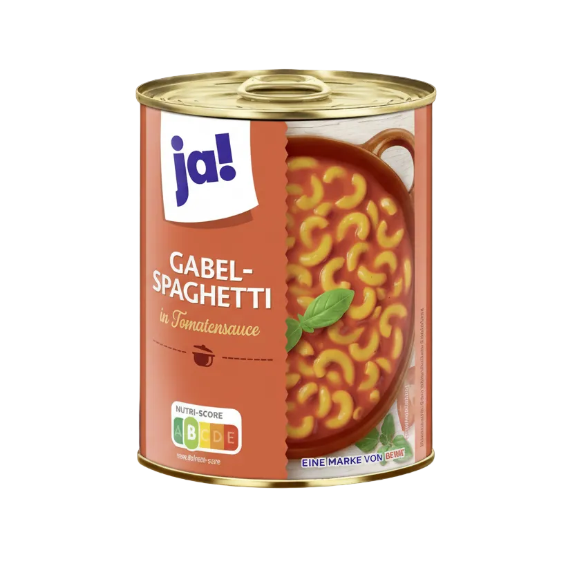 Gaffelspaghetti i tomatsaus, 800 g boks - NORMAE