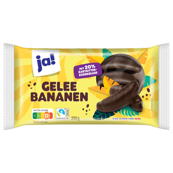 Gelé bananer med sjokolade, 250 g - NORMAE