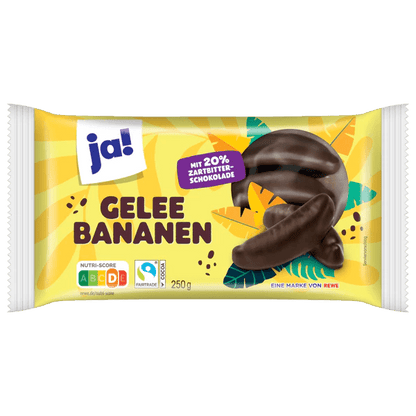 Gelé bananer med sjokolade, 250 g - NORMAE