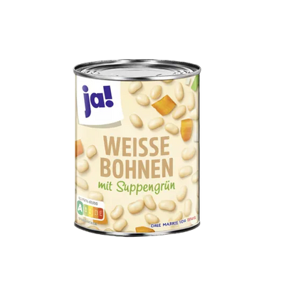 Hvite bønner med suppegrønnsaker, 800 g boks - NORMAE