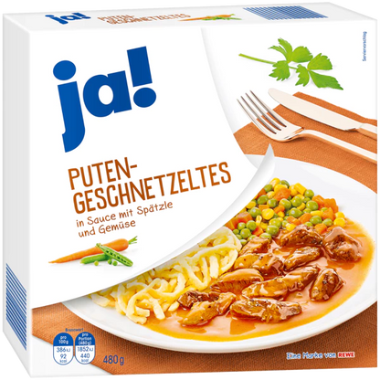 Kalkunstrimler i saus med spätzle og grønnsaker, 480 g skål - NORMAE