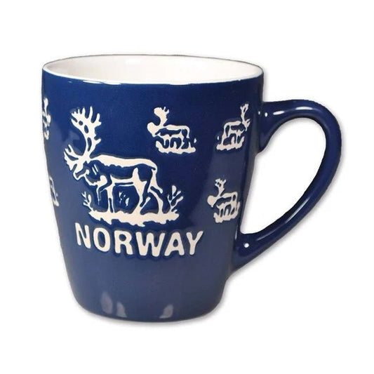 Keramikk krus, Reinsdyr, Blå - DEALS - OF - NORWAY