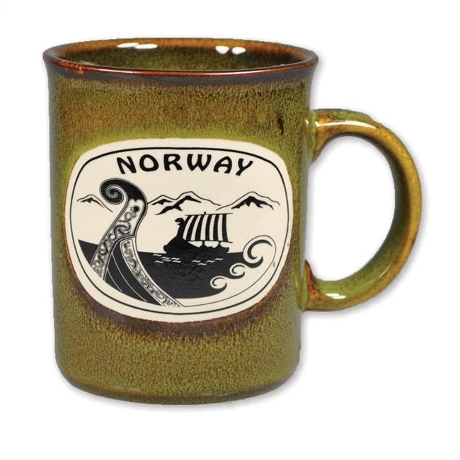 Keramisk krus vikingskip, Grønn - DEALS - OF - NORWAY