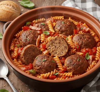 Kjøttboller med tomater og pasta - NORMAE