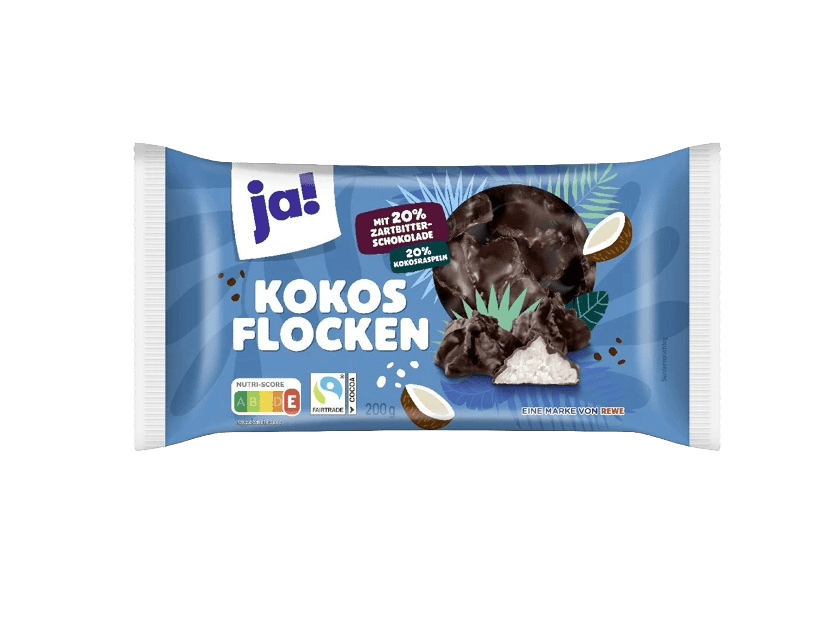 Kokosflak overtrukket med mørk sjokolade (20 %) - NORMAE