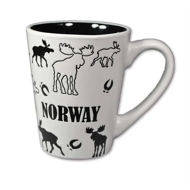 Krus med sort/ hvit elgmotiv - DEALS - OF - NORWAY