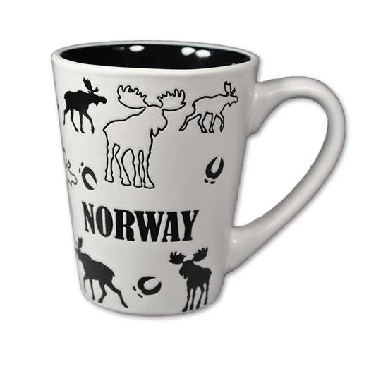 Krus med sort/ hvit elgmotiv - DEALS - OF - NORWAY
