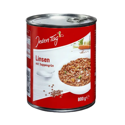 Linsegryte med suppegrønnsaker 850 ml boks - NORMAE