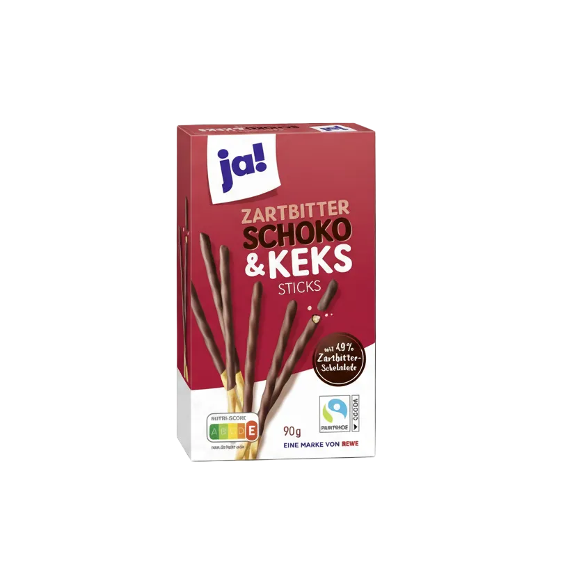 Sjokolade - og kjeksstenger 90 g med mørk sjokolade - NORMAE