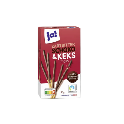 Sjokolade - og kjeksstenger 90 g med mørk sjokolade - NORMAE