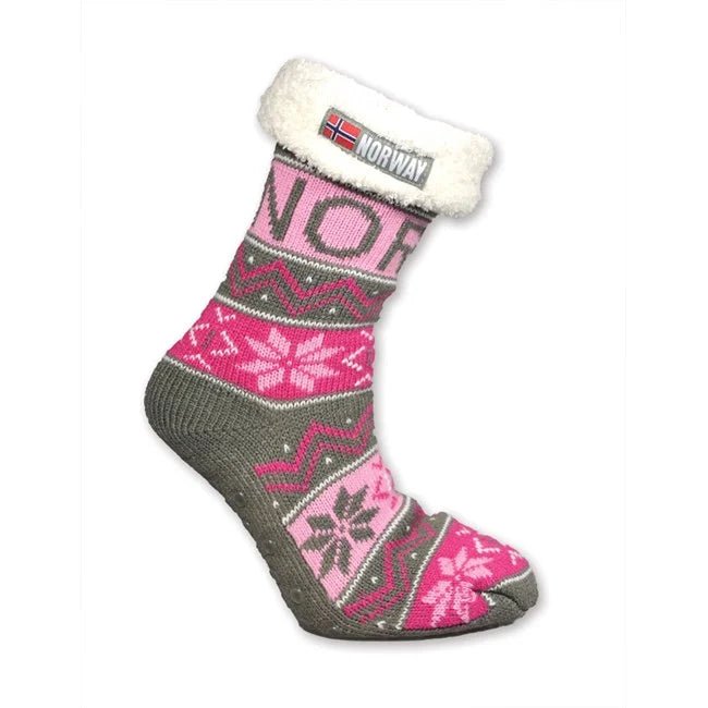 Strikket sokk m/hvitt fór, Rosa, 36 - 40 - NORMAE