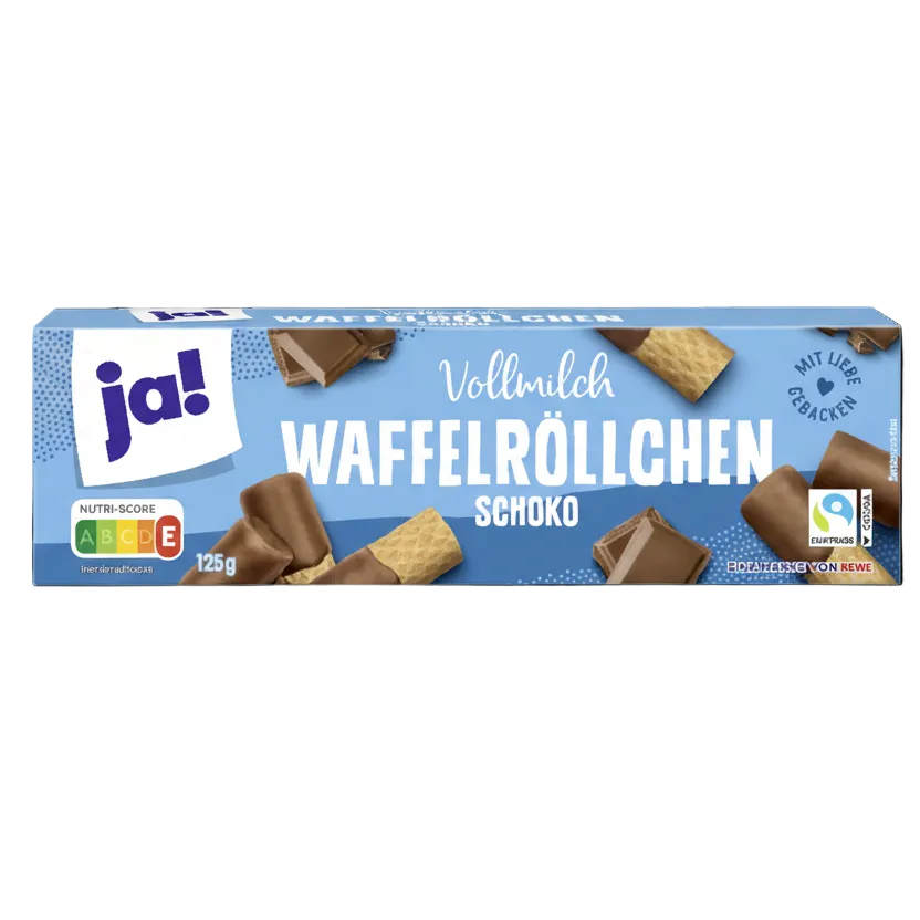 Vaffelruller med sjokoladesmak og helmelk 125 g - NORMAE